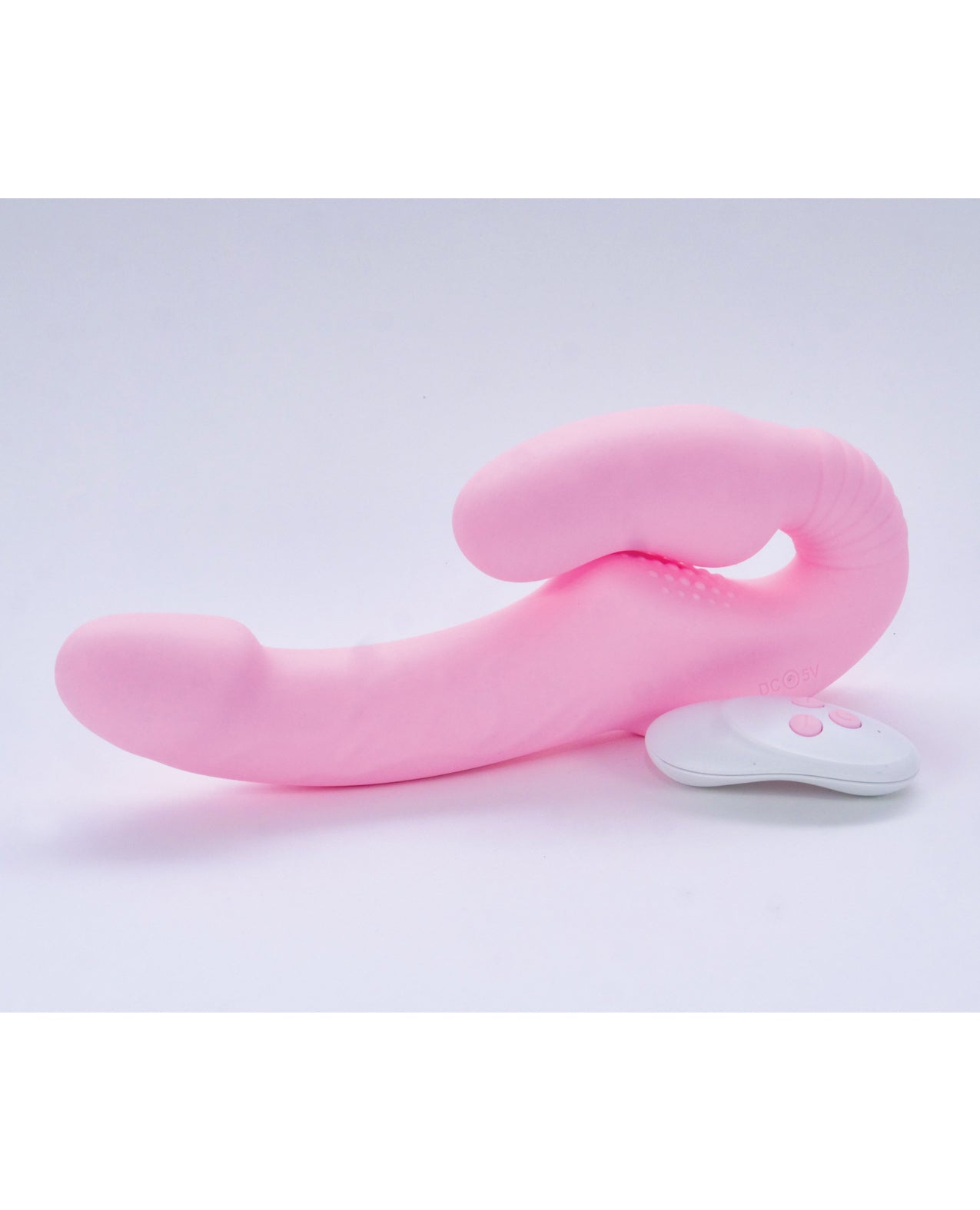 Silicone Strapless Strap On With Remote Control Vibrator Pink