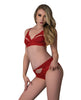 Cargue la imagen en el visor de la galería, Conjunto de sujetador y braguita de encaje y malla Magic Silk Rush, lencería roja de dos piezas
