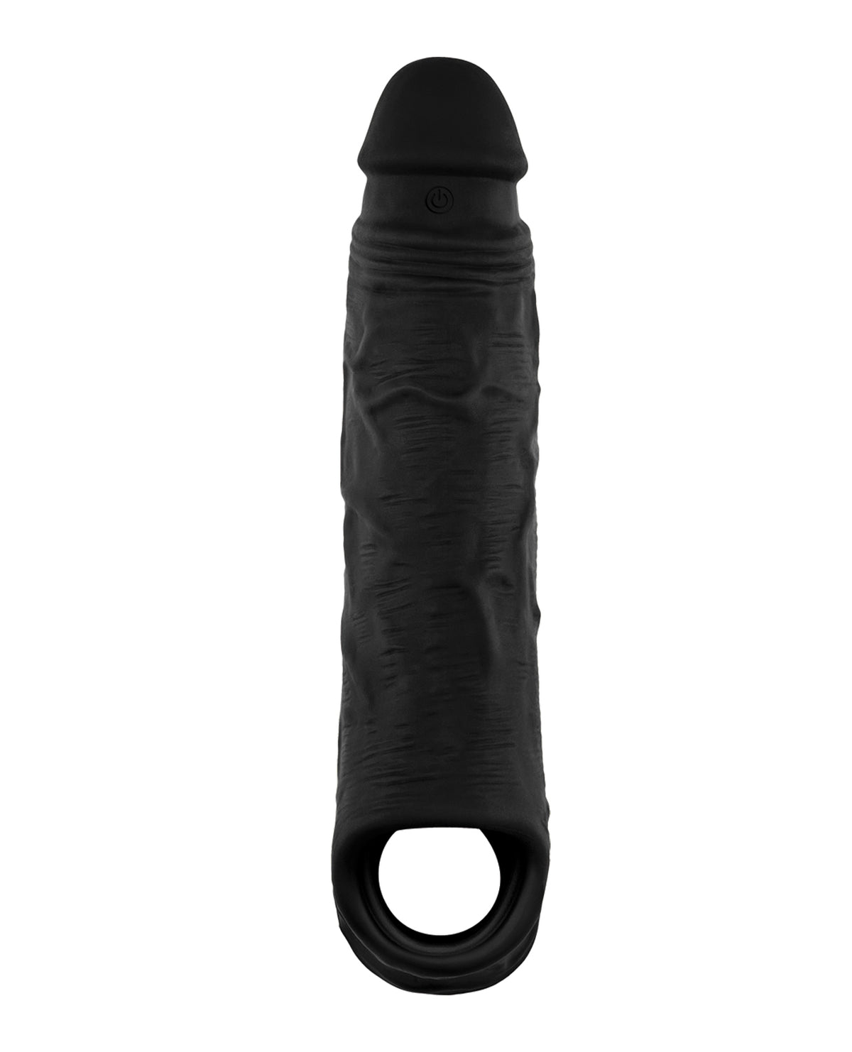 Funda vibradora para pene Model F, talla 2, negra, 8 modos, silicona líquida