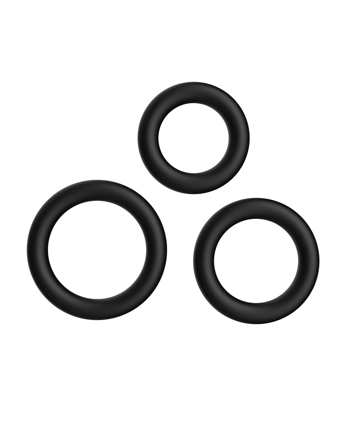 Forto Trio Set aus ultr weichen Silikon-Penisringen, schwarz, verstellbar