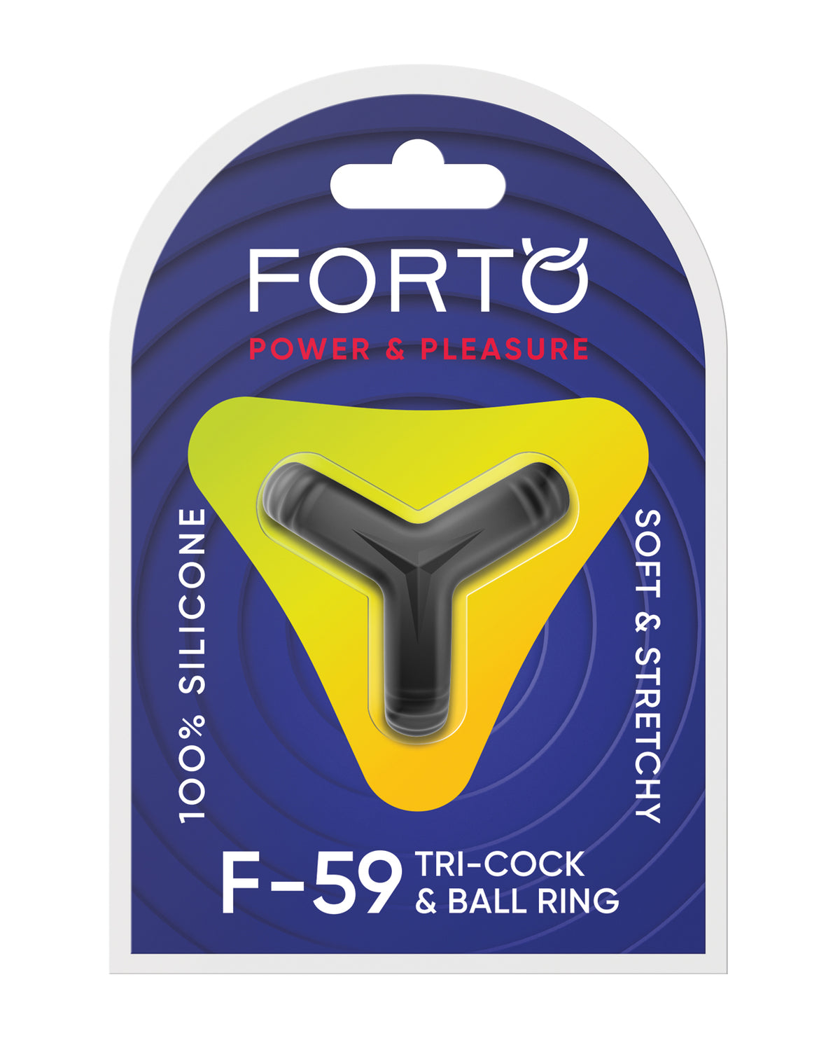 Anillo para pene y testículos Forto Tri negro, firmeza y mejora de la resistencia
