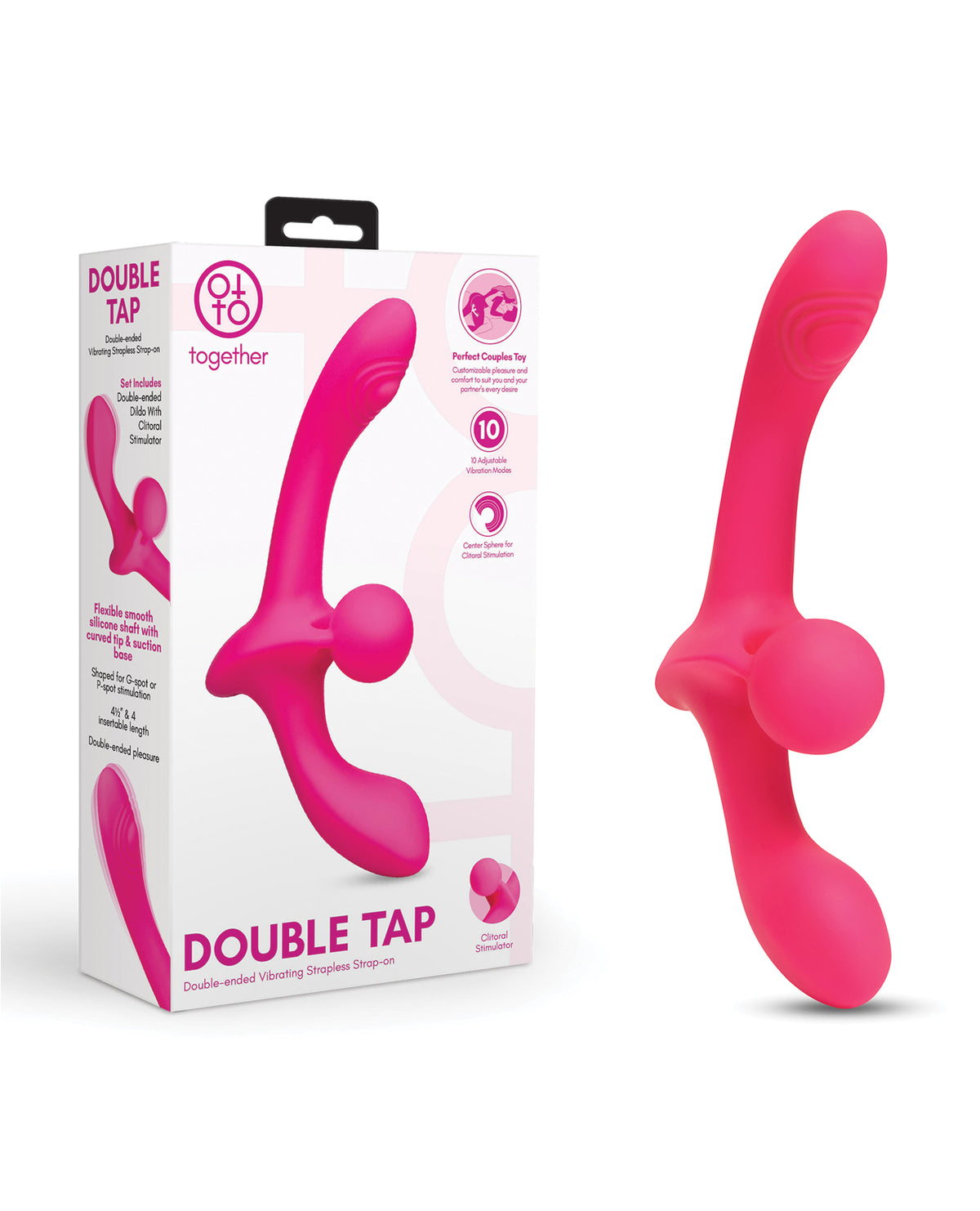 Strap-on vibrador de doble extremo Together Double Tap para parejas