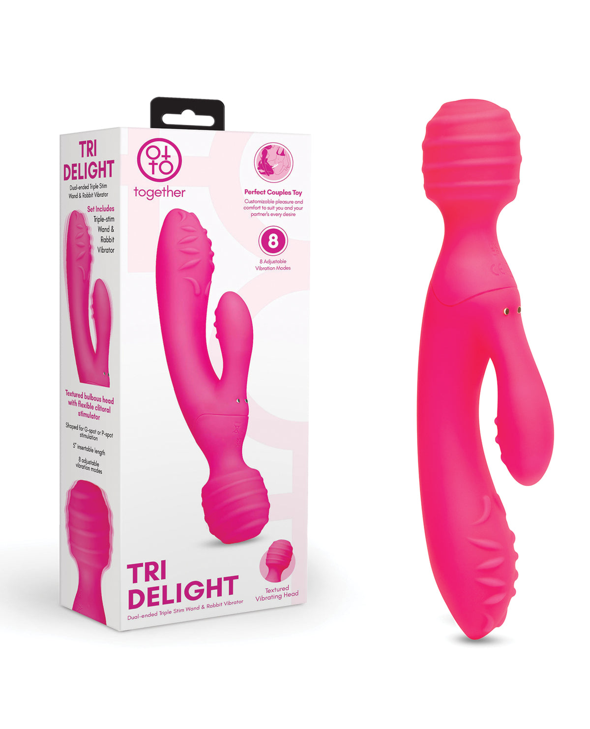 Together Tri Delight Dual Ended Wand And Rabbit Triple Stim Vibrator
