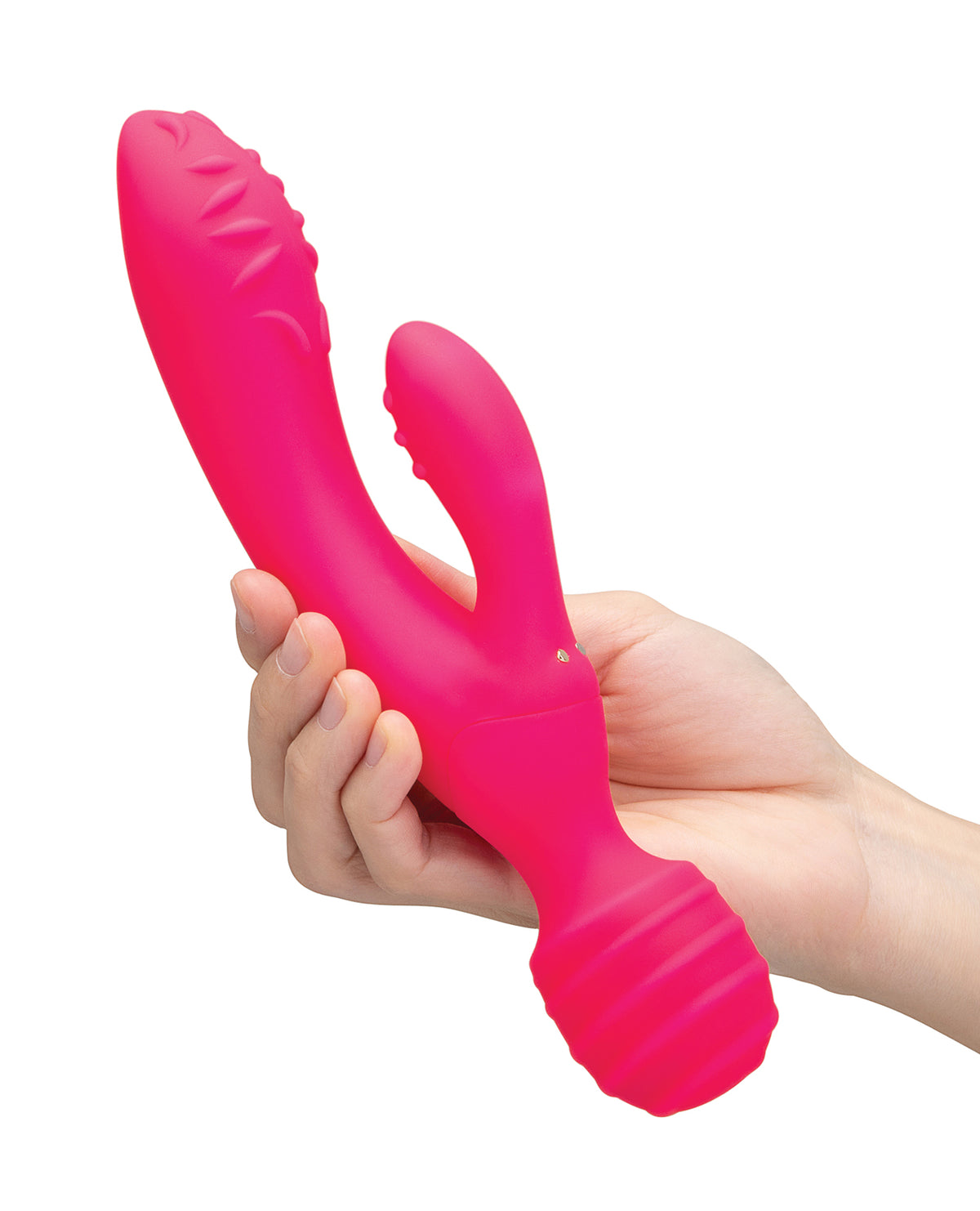 Vibrador de estimulación triple Together Tri Delight, con varita de doble extremo y conejo