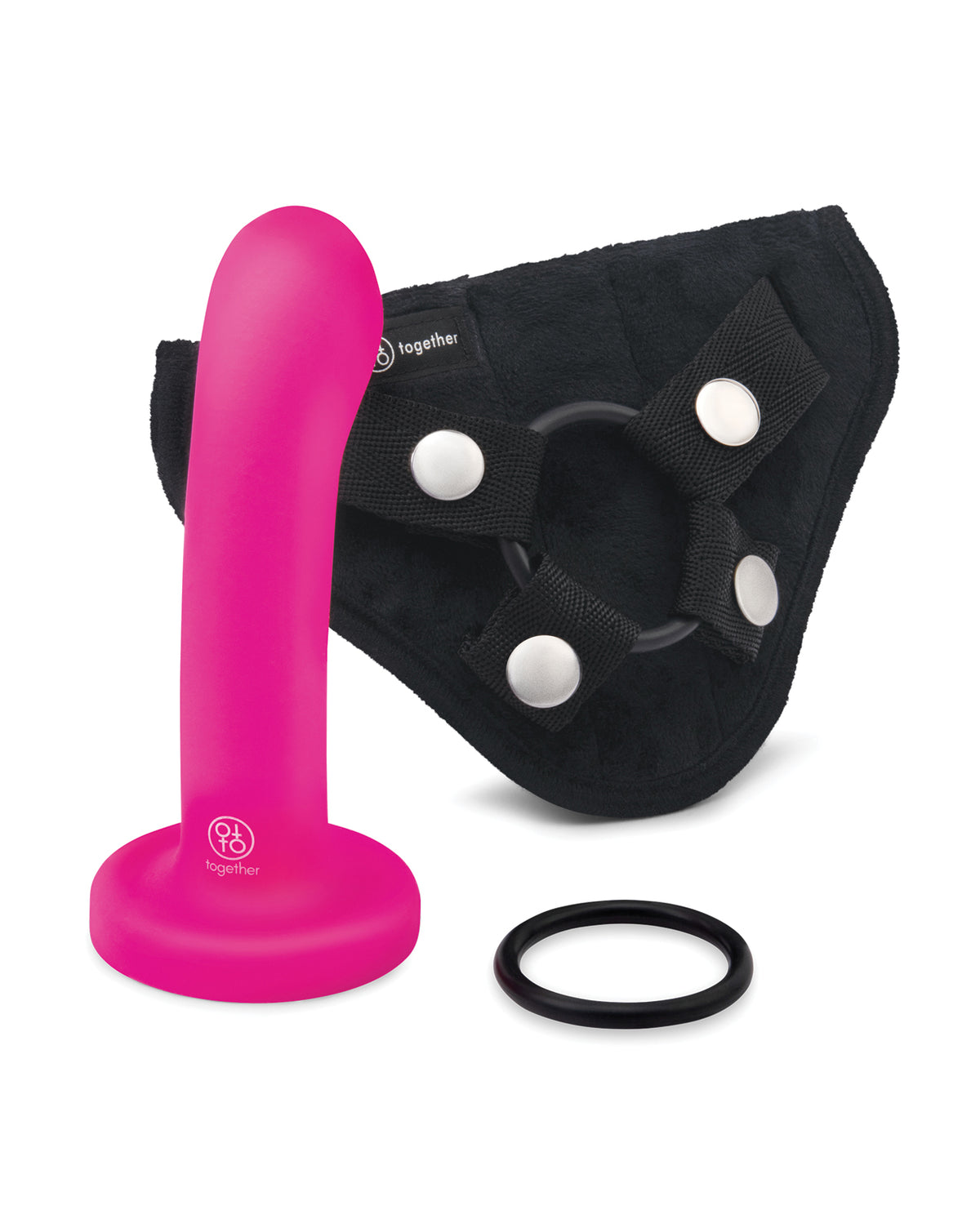 Together Vibes Pop Silicone Dildo With Ring Harness Set
