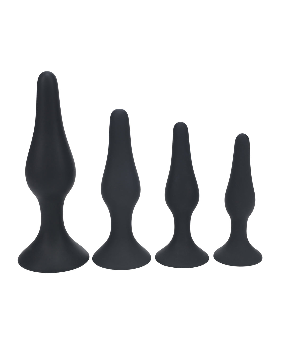 Conjunto LEVELZ de plugs anais cônicos de silicone premium, com 4 tamanhos, preto