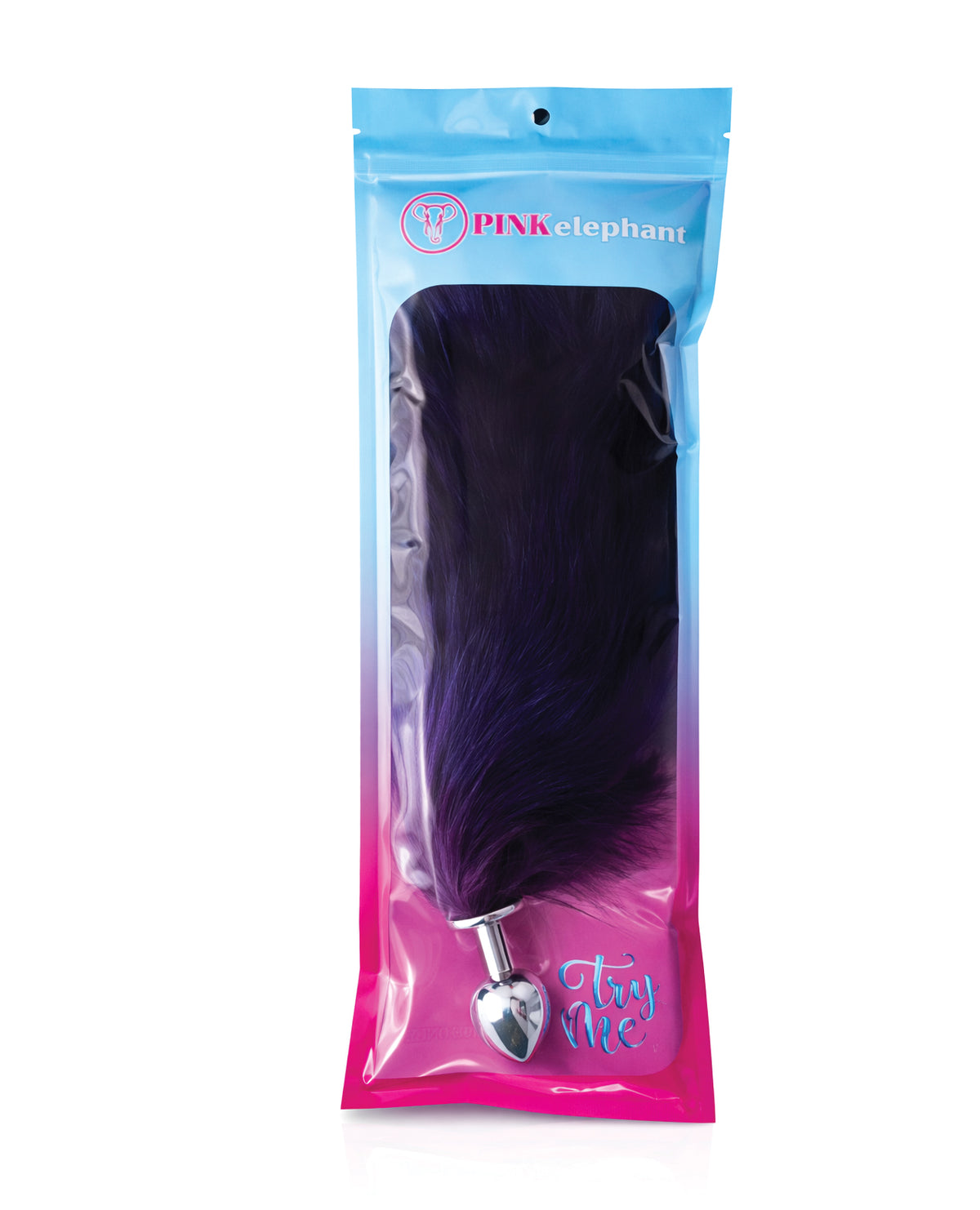 Grand plug anal en acier inoxydable avec queue de renard, violet, Pink Elephant