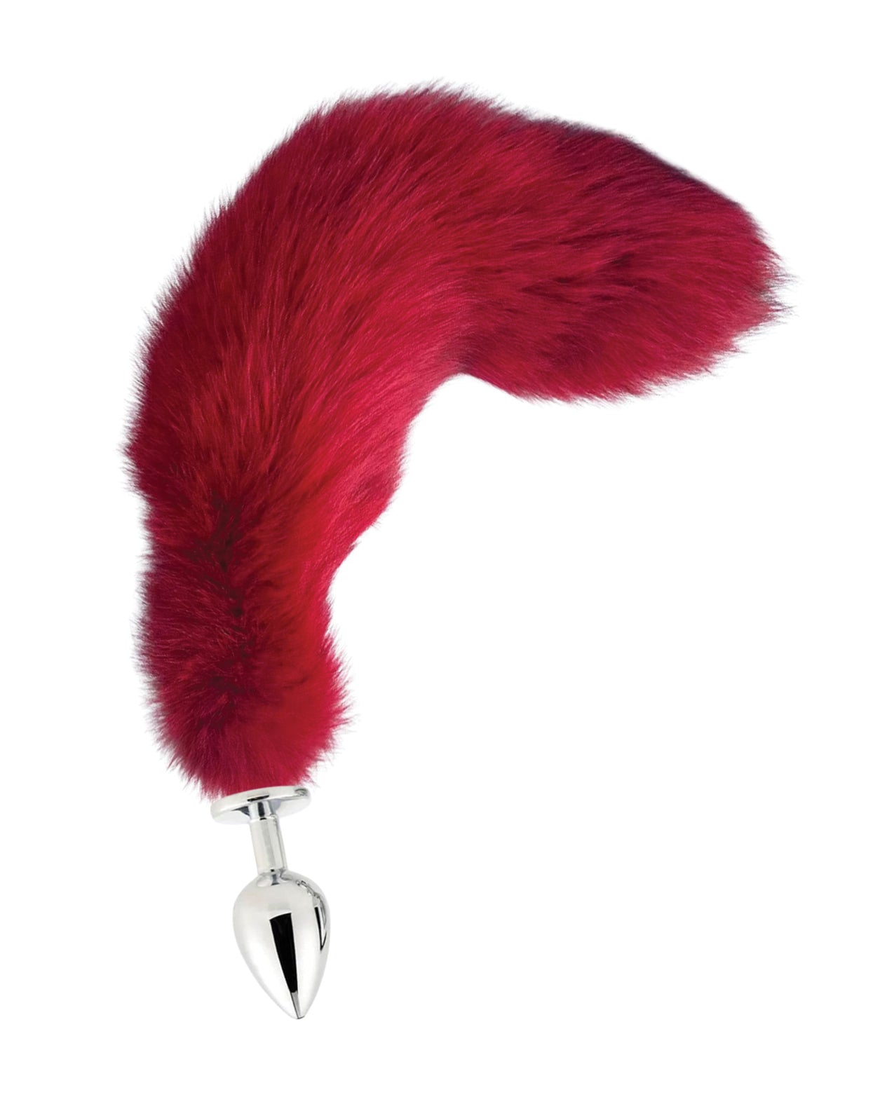 Dop anal din oțel inoxidabil cu coadă de vulpe, mare, Cherry Red, elefant roz