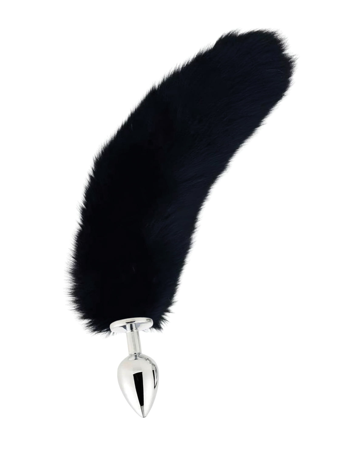Plug anal de acero inoxidable con cola de zorro Pink Elephant World, negro, grande