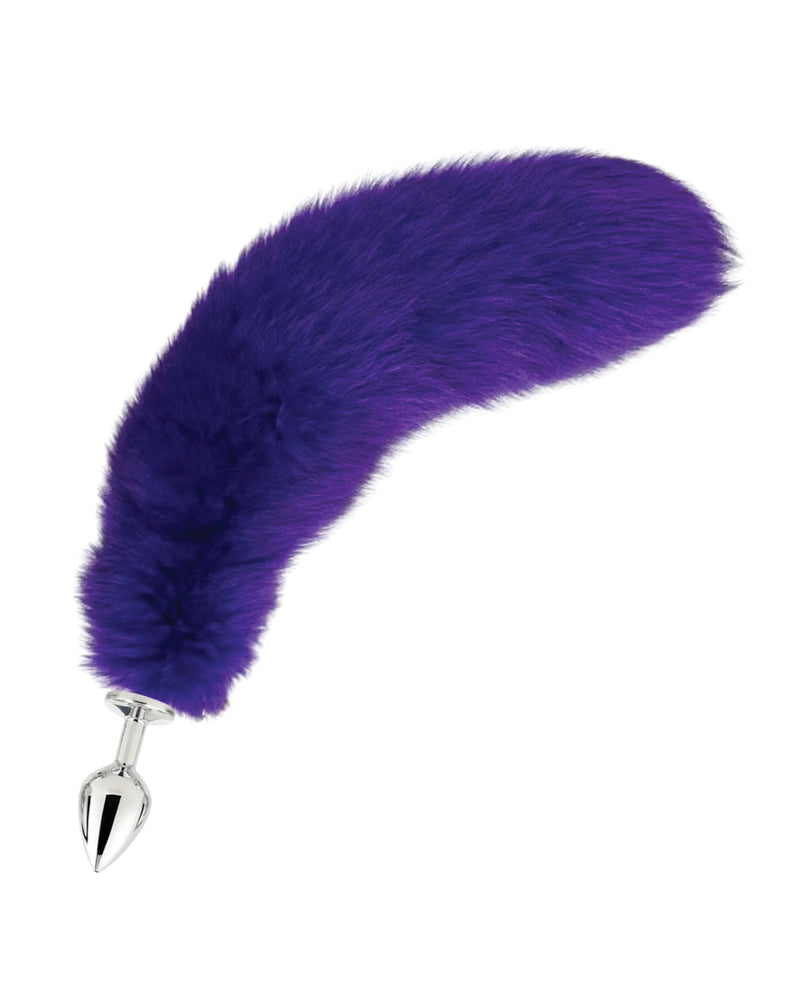 Cargue la imagen en el visor de la galería, Plug anal de cola de zorro de acero inoxidable Pink Elephant, mediano, morado
