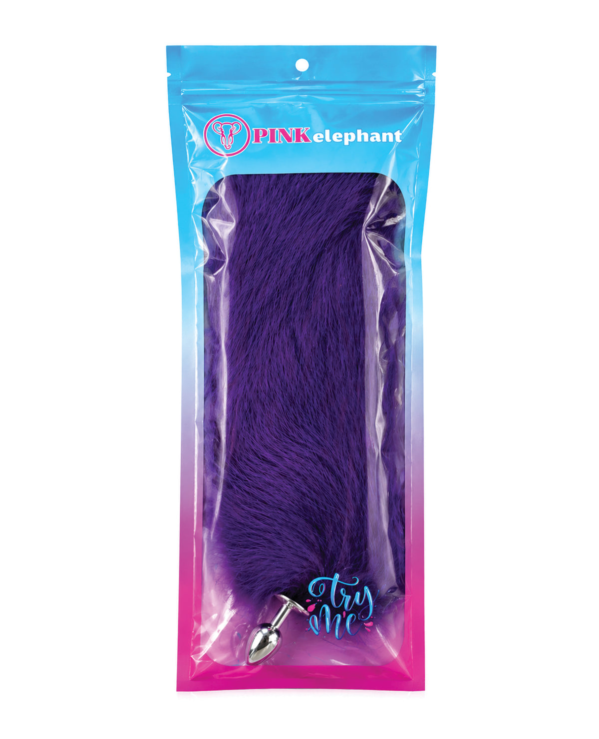 Plug anal de cola de zorro de acero inoxidable Pink Elephant, mediano, morado