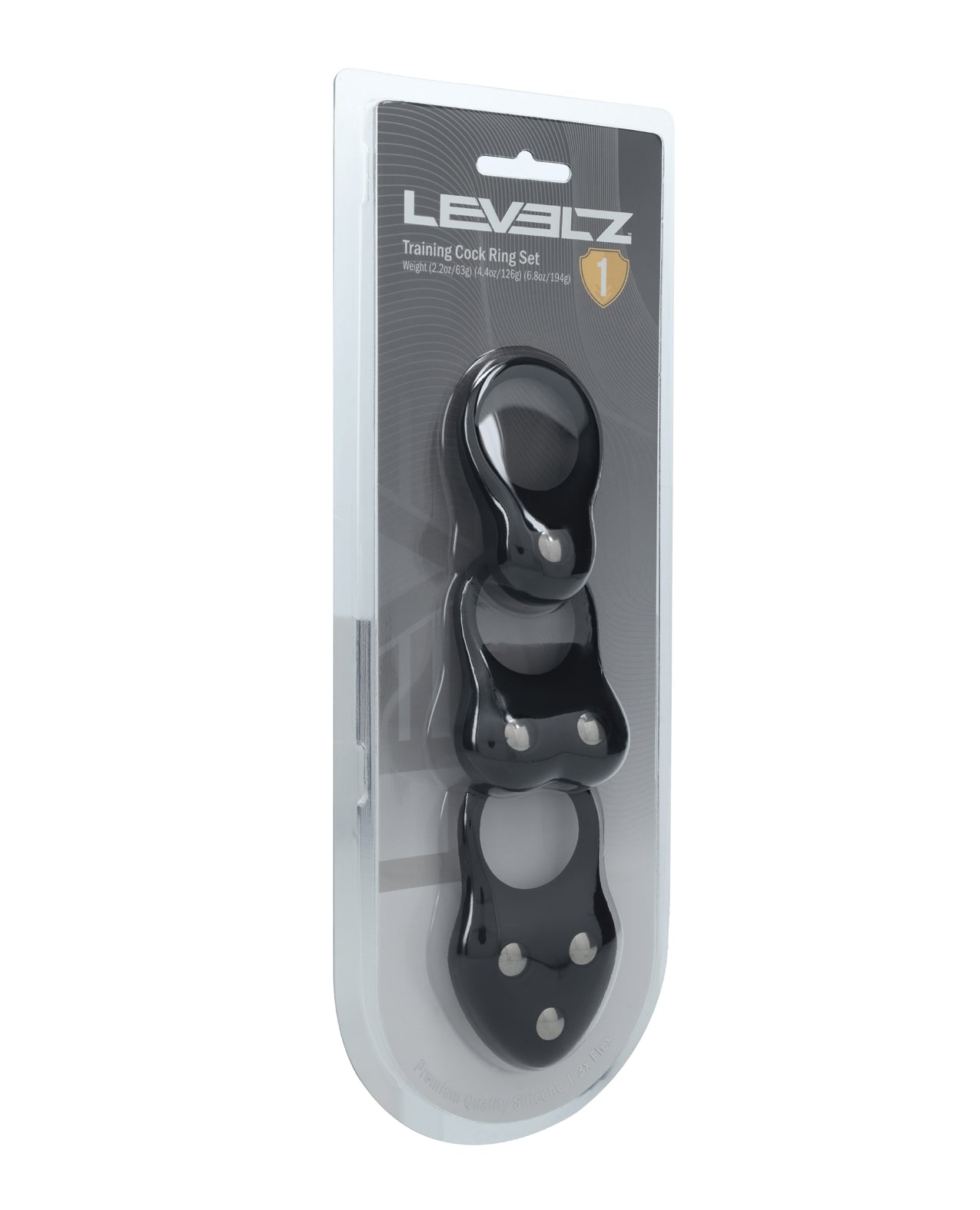 Set di tre anelli fallici in silicone zavorrato neri Levelz