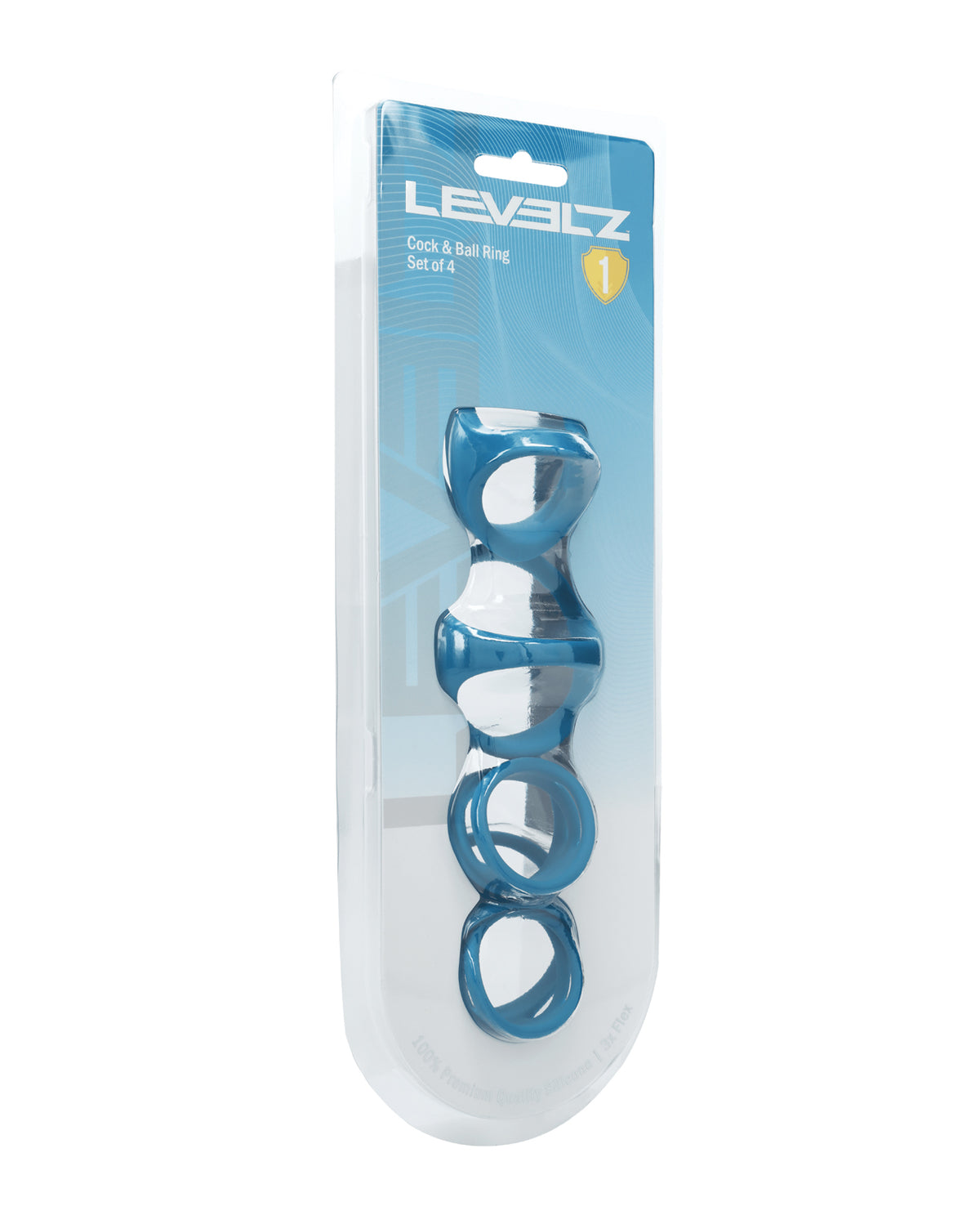Set de 4 anillos de silicona para el pene y los testículos, color verde azulado, Levelz, aptos para el cuerpo, paquete surtido
