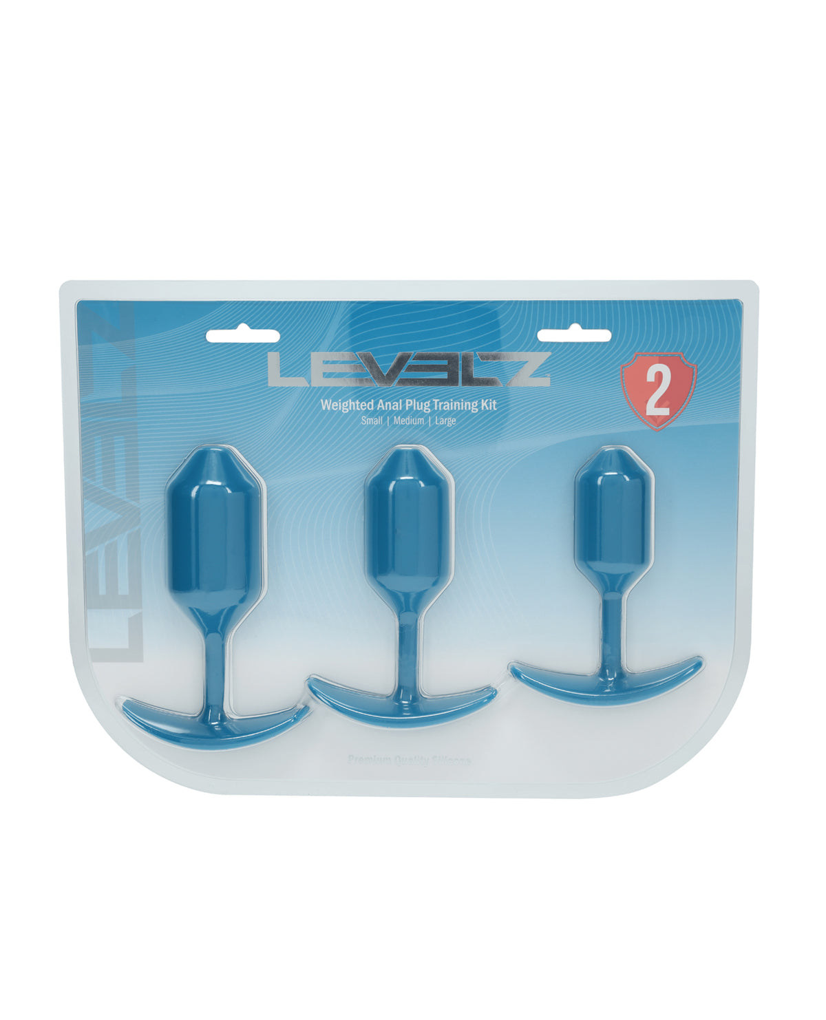 Levelz Silicone Weighted Anal Plug Training Set of 3 Teal Level 2