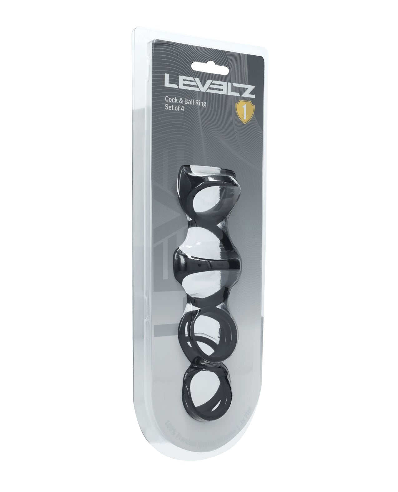Shots Levelz Set Of 4 Black Silicone Cock And Ball Rings