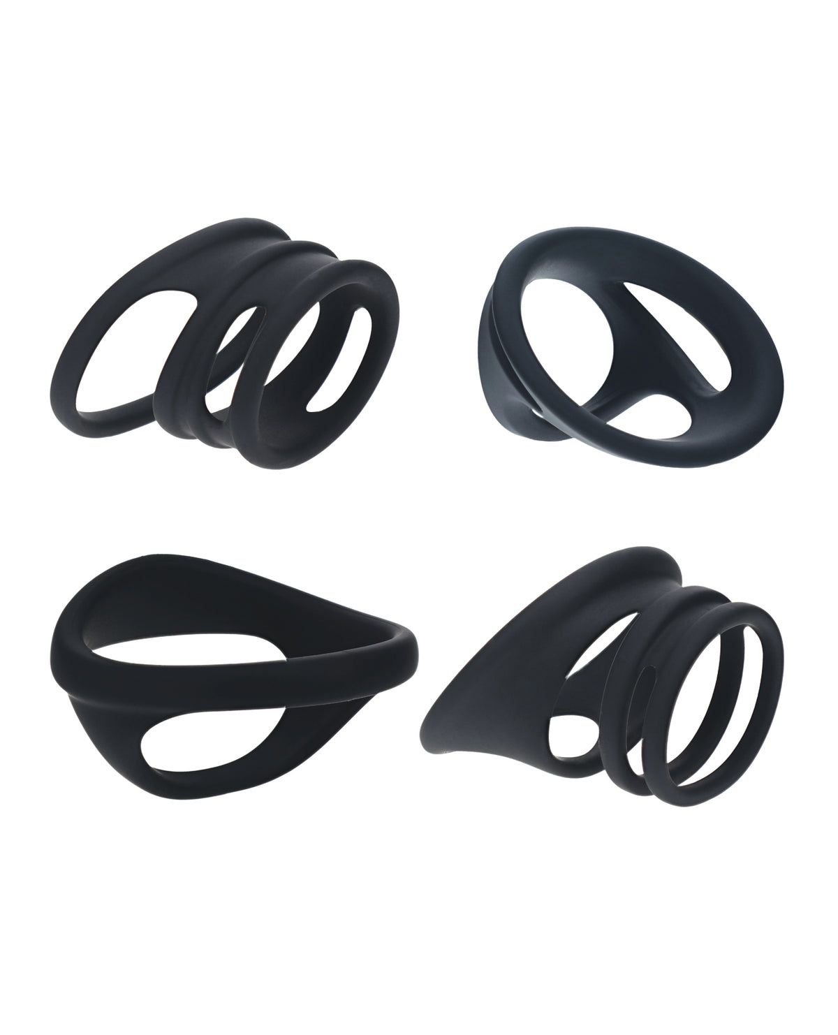 Shots Levelz Set Of 4 Black Silicone Cock And Ball Rings