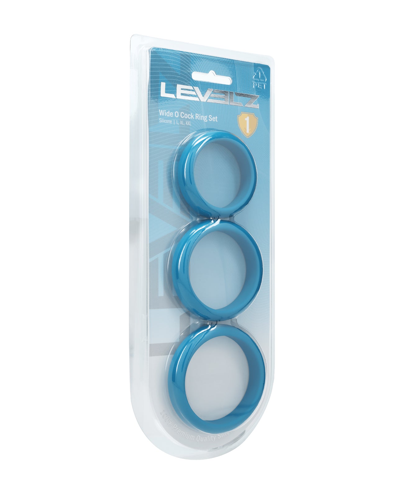 Set de 3 inele pentru penis Levelz Wide O, din silicon, cu finisaj premium, verde-albăstrui