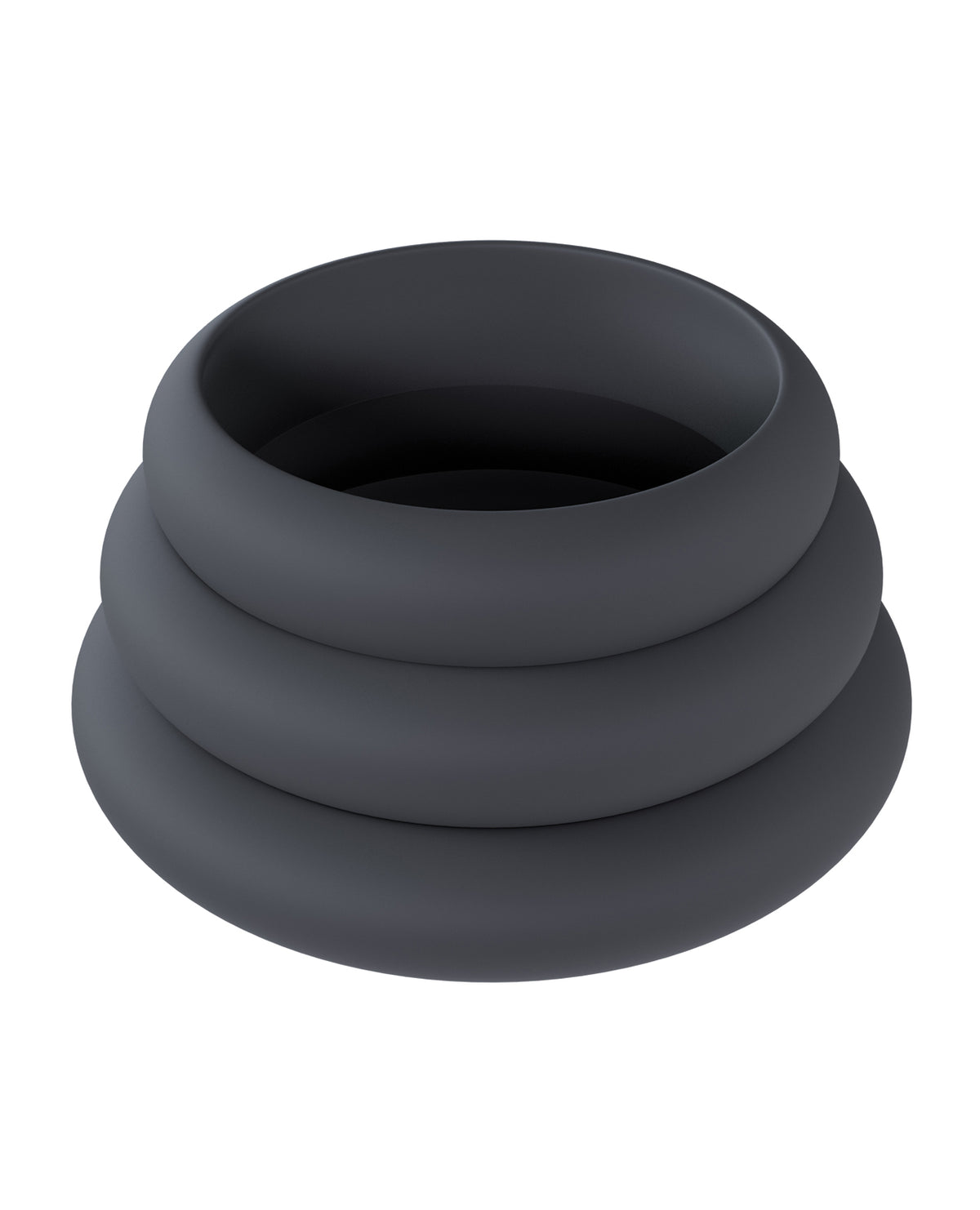 Set de trei inele pentru penis Levelz, din silicon negru, pentru purtare suprapusă