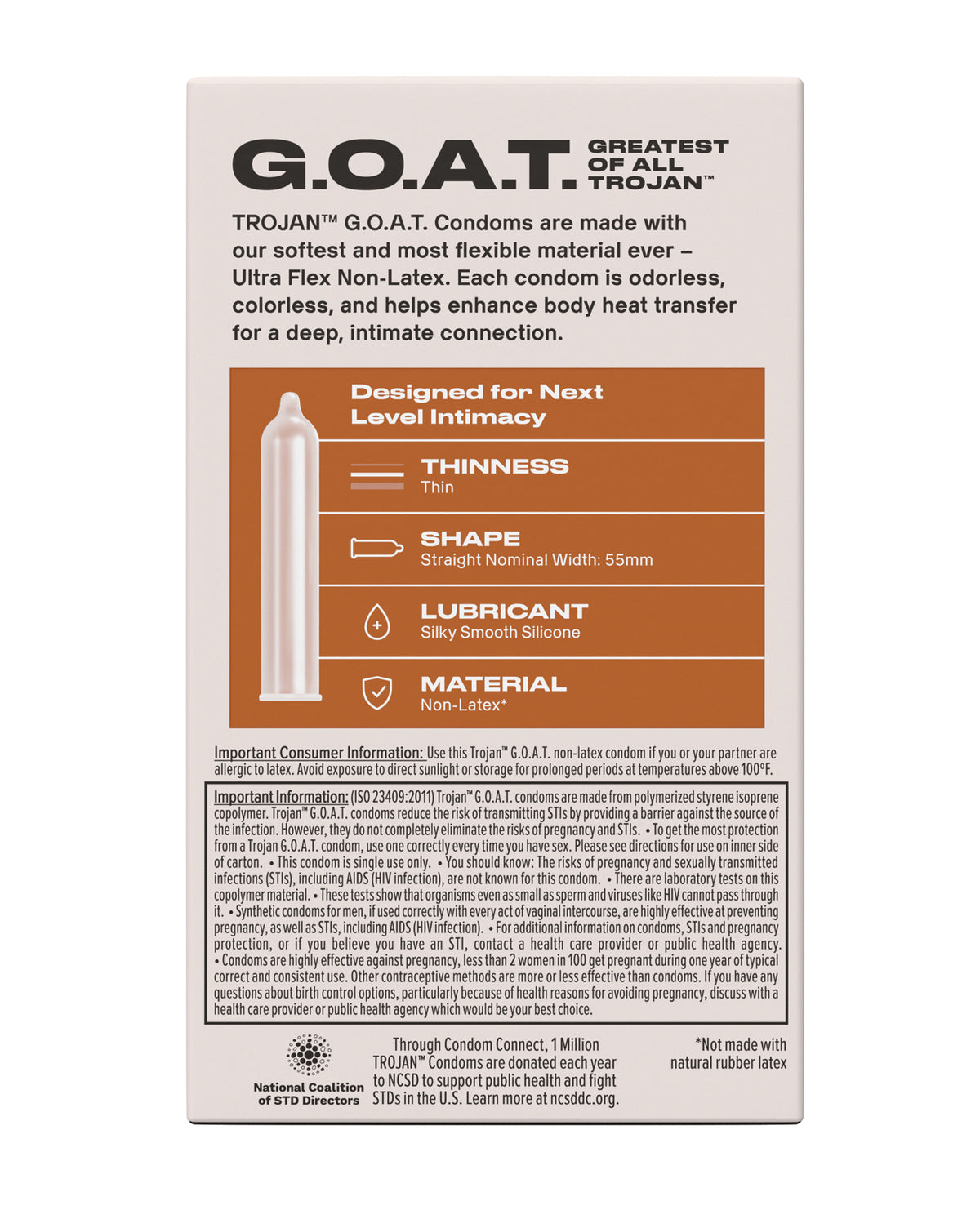 Trojan GOAT Ultra Flex Non Latex Lubricated Condoms Box Of 10