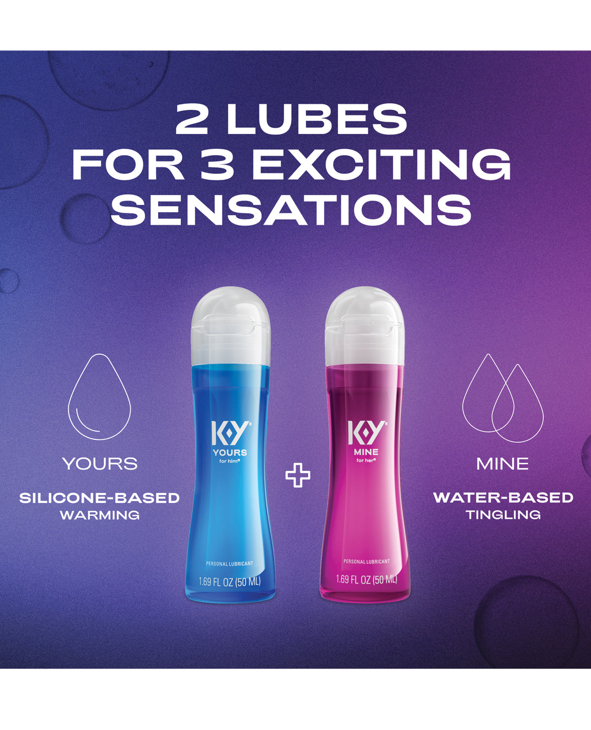 Lubricante íntimo para parejas KY Yours And Mine con efecto de calentamiento y enfriamiento, 1.69 Oz