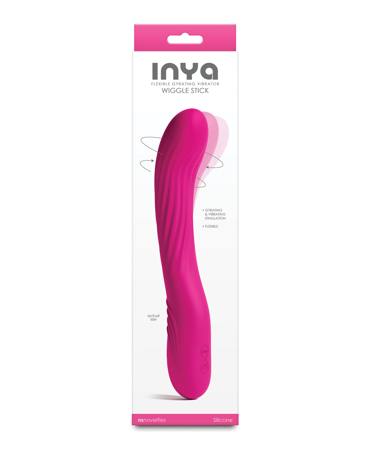 Vibrador giratorio Inya Wiggle Stick rosa de silicona flexible