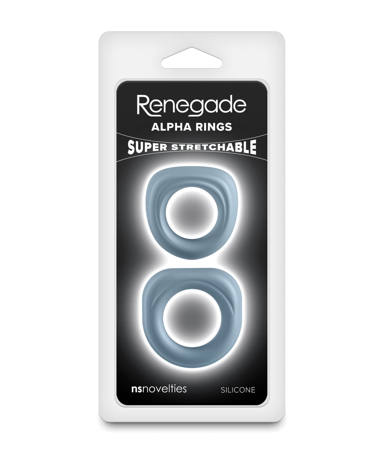 Renegade Alpha Ensemble d'anneaux péniens gris en silicone ultra doux et extensible, deux tailles