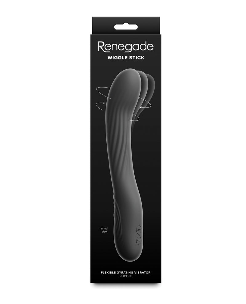 Load image into Gallery viewer, Renegade Wiggle Stick Flexible Silicone Gyrating Vibrator Black
