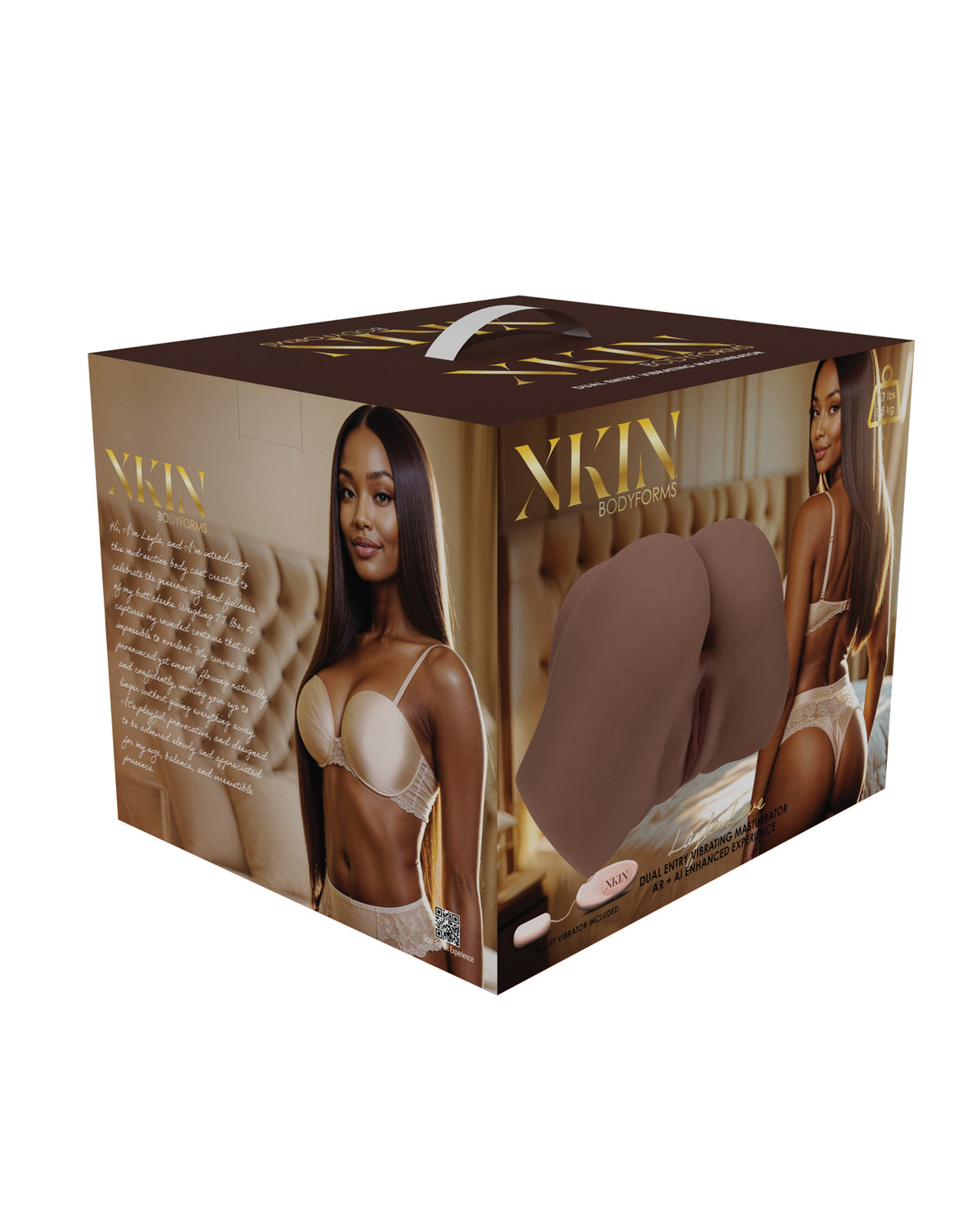 Xkin Layla Love Dual Entry Masturbator Ultra Soft Real Skin Feel Brown