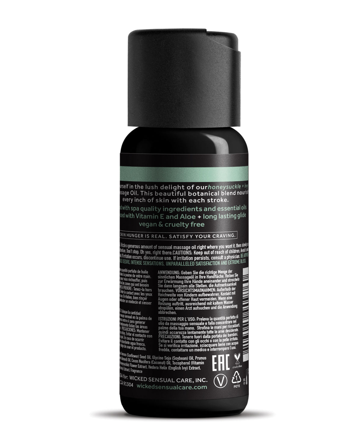 Wicked Sensual Care Honeysuckle And Ivy Massage Oil 4 Oz Bottle