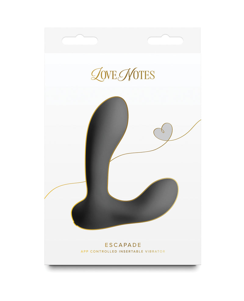 Cargue la imagen en el visor de la galería, Love Notes Escapade Vibrador de silicona negro, controlado mediante app y resistente al agua
