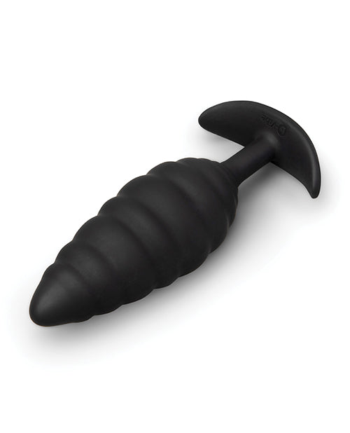Plug de silicona con textura y vibración BVibe Twist, material seguro para el cuerpo, punta cónica, negro