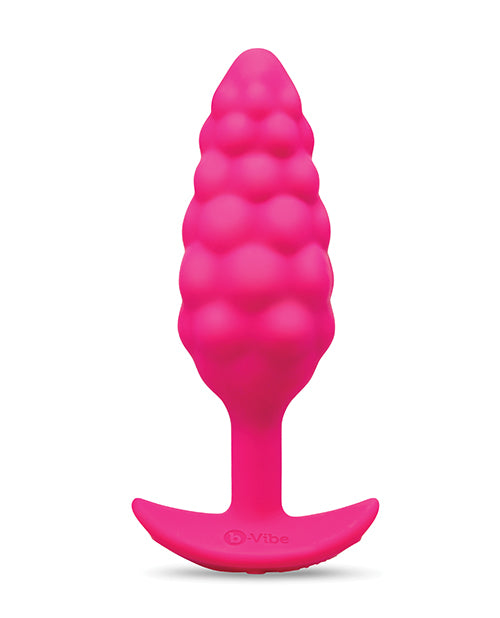 BVibe Bump Texture Vibrating Butt Plug Pink Silicone Tapered Design