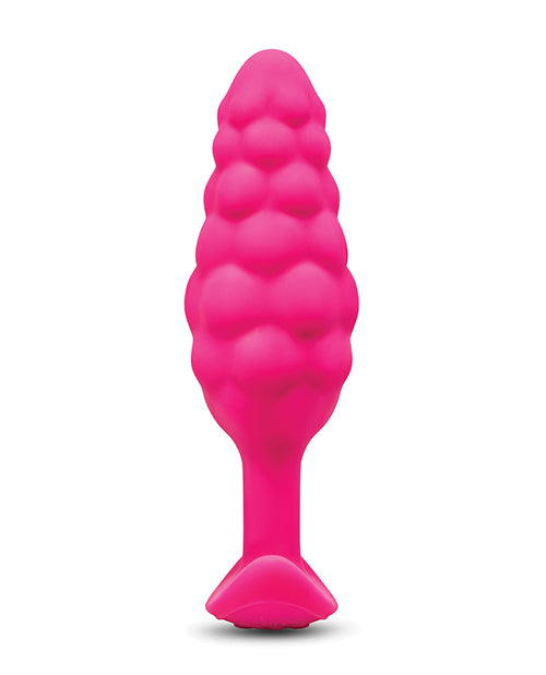 BVibe Bump Texture Vibrating Butt Plug Pink Silicone Tapered Design