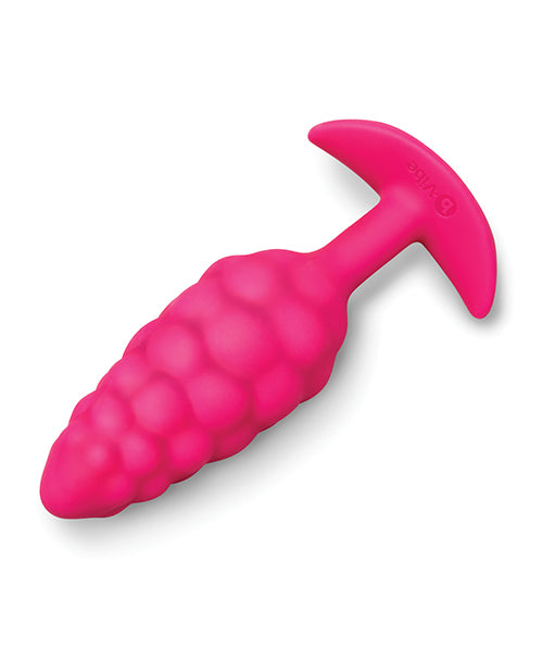BVibe Bump Texture Vibrating Butt Plug Pink Silicone Tapered Design