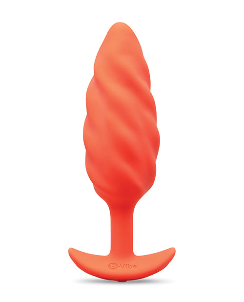 Plug anal de silicona con textura y vibración Bvibe Swirl, naranja