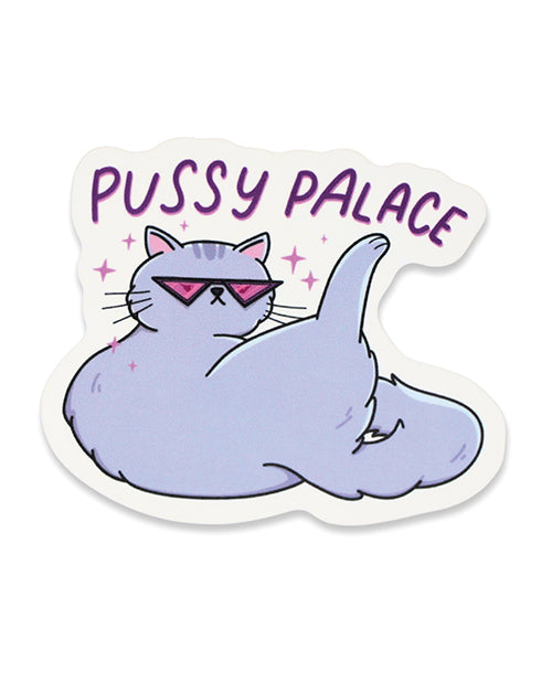 Lustiger Vinyl-Aufkleber „Pussy Palace“ mit Katze für Katzenliebhaber, langlebiger Laptop-Aufkleber