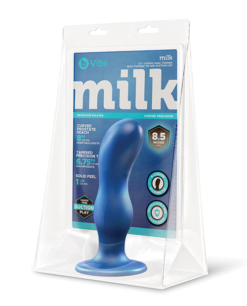 Entrenador anal curvo extragrande B-Vive Milk de 8.5 pulgadas con ventosa