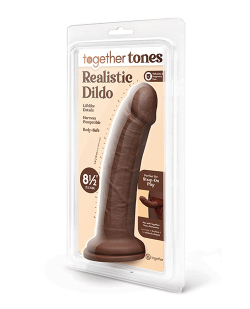 Load image into Gallery viewer, Together 8.5 Curved Realistic Strap On Dildo With Vein Detailing Dark
