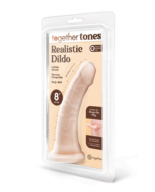 Together Tones 8 Inch realistisk strap-on-dildo med indvendig kurve