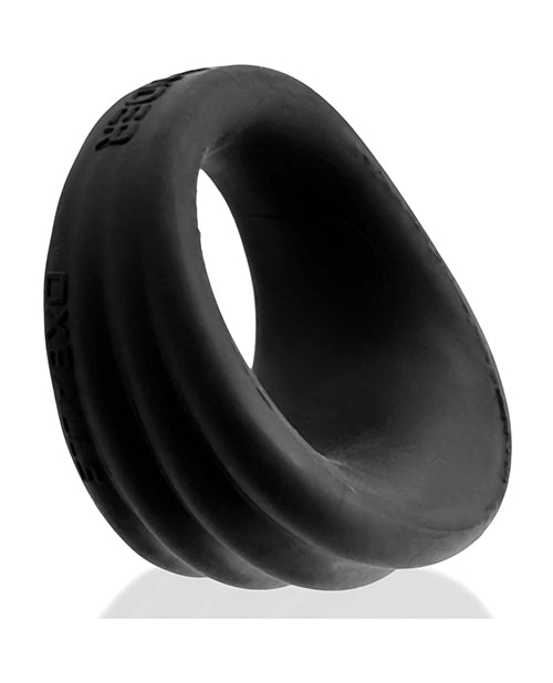 Expander Slimmer Scoop Silicone Cockring Black Ribbed Texture