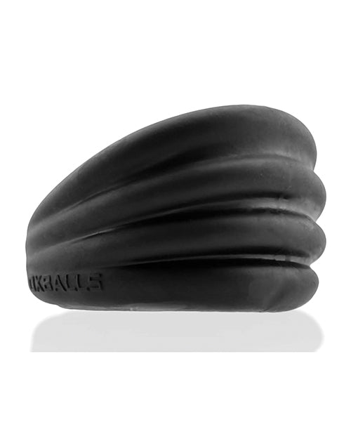 Expander Slimmer Scoop Silicone Cockring Black Ribbed Texture