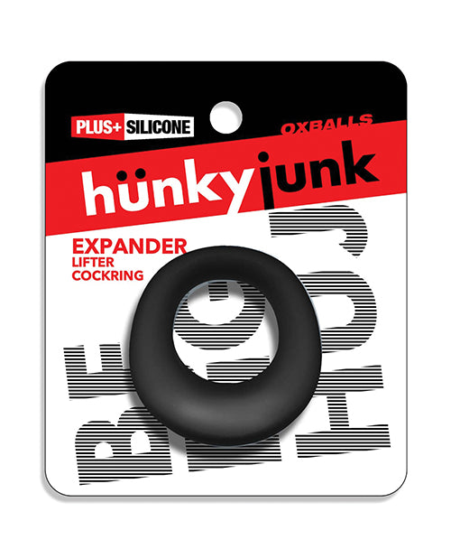 Expander Slimmer Scoop Silicone Cockring Black Ribbed Texture