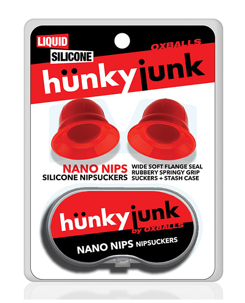 Hunky Junk Nano Nips, protecții roșii pentru sfârcuri, din silicon, cu ventuze