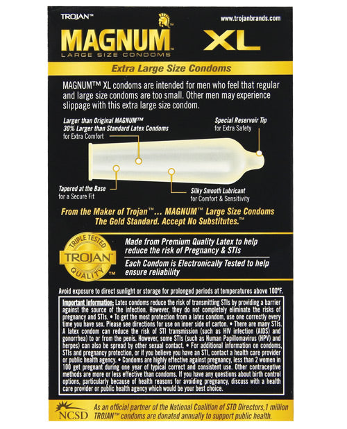 Trojan Magnum XL Lubricated Condoms Box Of 12 For Men