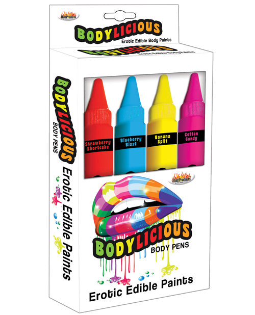 Hott Bodylicious Edible Pens 4 Pack Strawberry Red Assorted Flavors