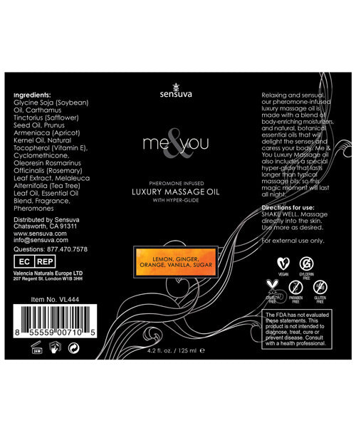 Sensuva Me & You Olio da Massaggio - 4.2 oz Lussuria in Paradiso