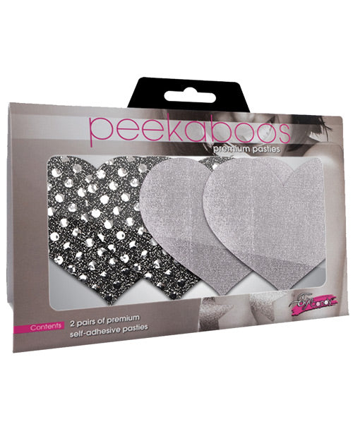 Dark Angel Hearts Silver Pasties Pack of 2 Self Adhesive
