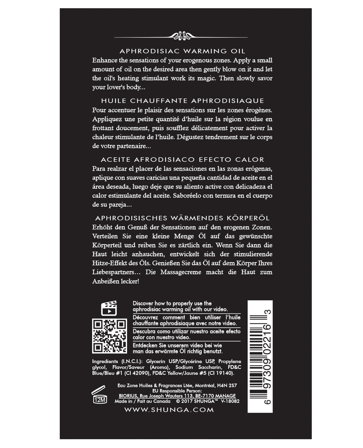 Aceite Calentador Shunga - 3.5 oz Sorbete de Medianoche