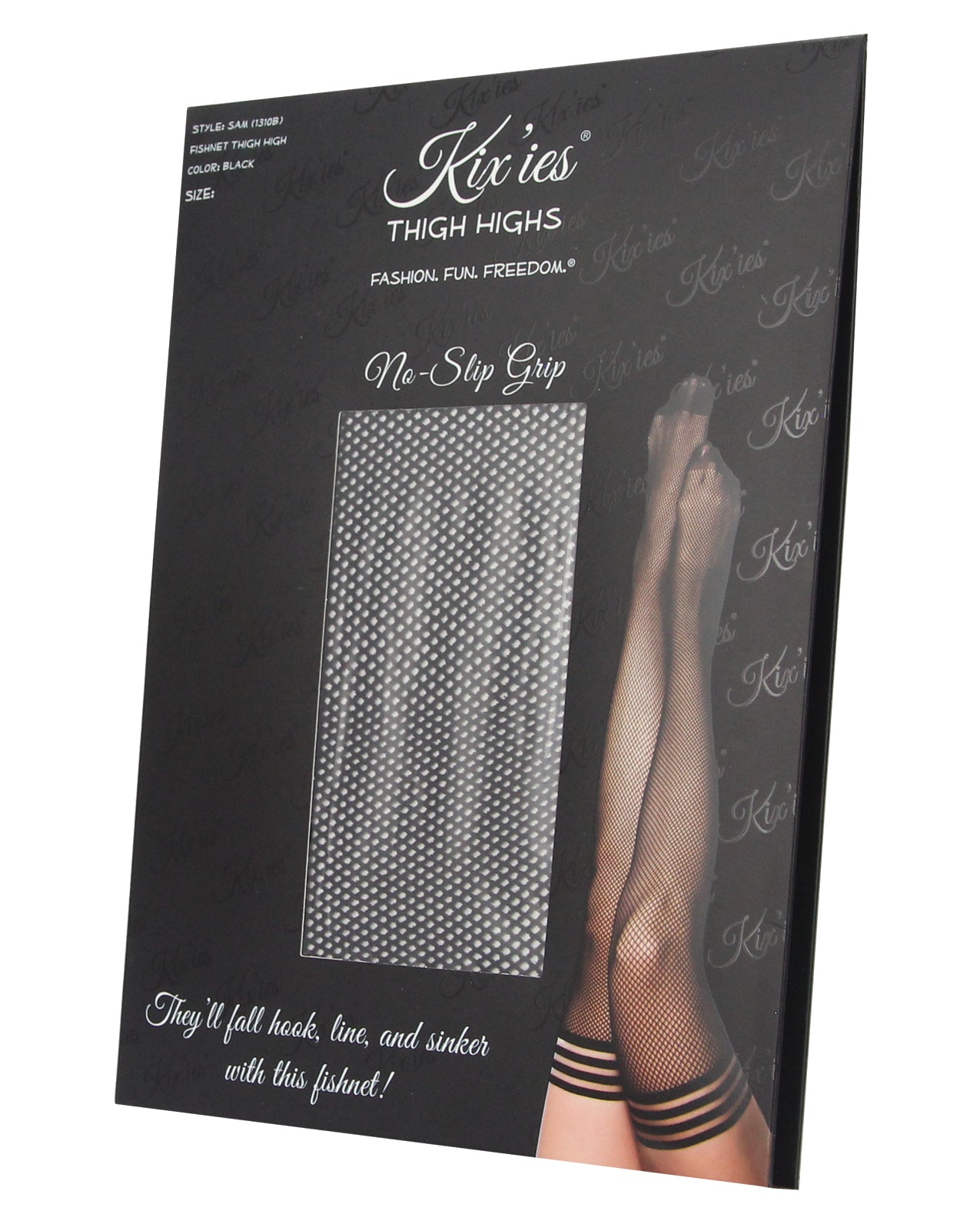 Kixies Sam visnet dijhoge kousen zwart C antislip