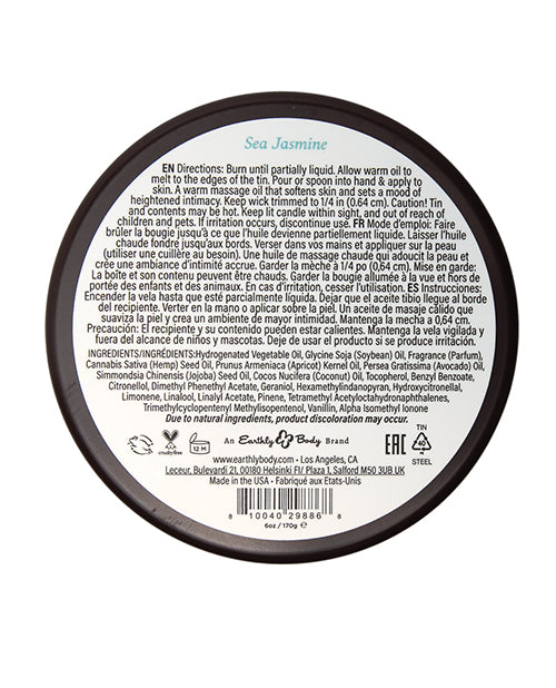 Earthly Body Sea Jasmine Floral Candle 6 Oz Calming Aromatherapy